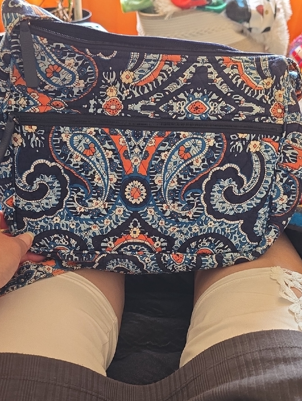 Vera Bradley Blue Paisley Printed Crossbody Bag - Womens EUC